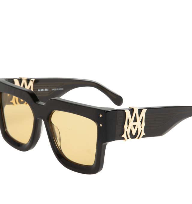 Image 3 of 3 - YELLOW - Amiri Jumbo MA Sunglasses have square frames, gradient lenses, integrated nose pads, logo hardware, and exposed wire cords. 100% acetate. Made in Japan.  