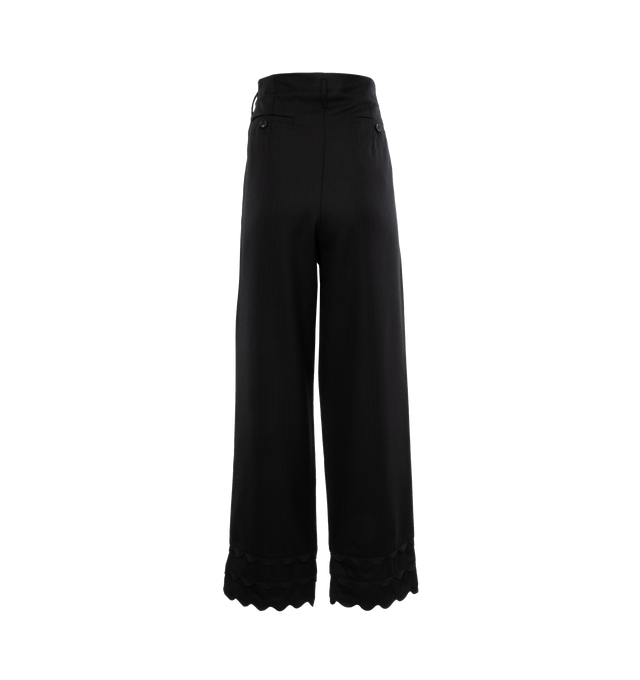 Image 2 of 4 - BLACK - BODE Ripple Trousers featuring a mid-rise, button zip closure, side pockets, back welt pockets and a wide leg. 100% wool. Made in Portugal. 