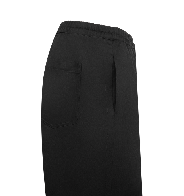 Image 3 of 3 - BLACK - MAISON MARGIELA Pleated Wide-Leg Pants featuring a relaxed silhouette, full-length wide legs, an elastic waist, back patch pockets, a mid rise and straight hem. 60% polyester, 40% cotton. Made in Italy. 