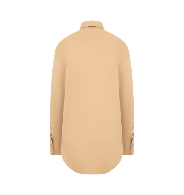 Image 2 of 2 - BROWN - SAINT LAURENT Embroidered Buttoned Shirt made with certified cotton featuring a pointed collar, chest pocket with logo embroidery, front button closure and one-button mitered cuffs. 100% cotton. Made in Italy.  