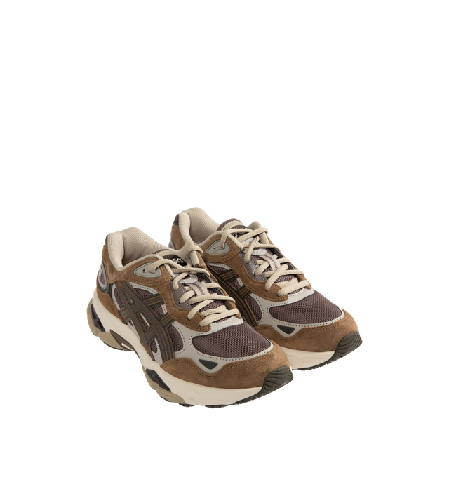 Image 2 of 5 - BROWN - ASICS GEL-NYC 2.0 Sneaker featuring suede overlays, rearfoot and forefoot GEL technology, shock-attenuating material placed in the midsole of the shoe for cushioning and shock absorption, FF BLAST PLUS cushioning, TPU TRUSSTIC technology, walking-specific flex grooves to support natural movement and smooth heel to toe transition, angled heel softens heel contact with the ground and facilitates more natural heel to toe transitions. 