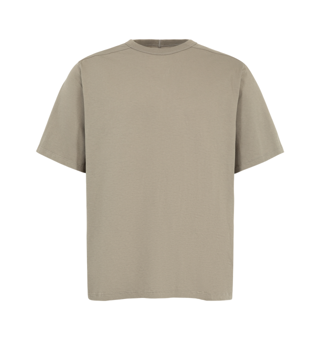Image 1 of 2 - NEUTRAL - Rick Owens Mens Brad T-Shirt is crafted from mediumweight organic cotton jersey. Features a below-hip length, classic square-cut fit, crew neckline with ribbed trim, short sleeves, level shoulder seams, and signature center back seam. Main Material: 100% Organic Cotton. Made in Italy. 