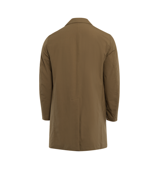 Image 2 of 3 - BROWN - ASPESI WOOL CORDURA COAT featuring single-breasted, stretch wool, padded with medium-weight Thermore wadding for extra warmth, nylon lining, button fastening, shirt collar and two piped pockets. Cut for a regular fit. Made in Italy. 