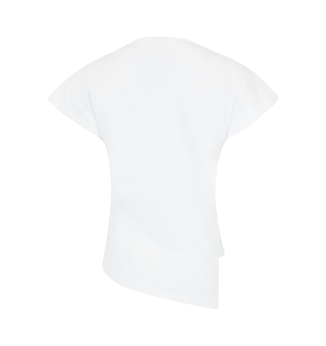 Image 2 of 2 - WHITE - ISABEL MARANT Sebani T-Shirt featuring boat neck, structured shoulders with pads and cap sleeves, side slits, asymmetrical hem and relaxed fit. 100% organic cotton.  