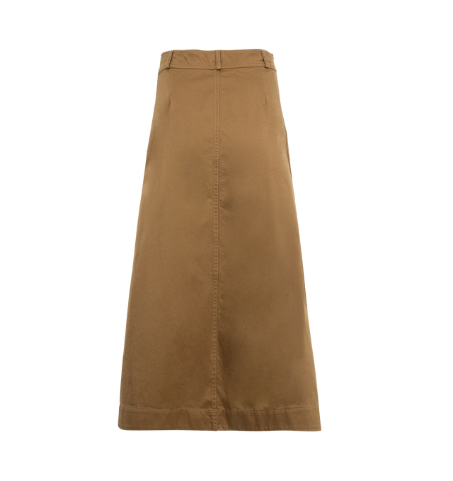 Image 2 of 2 - BROWN - SAINT LAURENT Midi Skirt in cotton serge featuring midi skirt made with certified cotton, front buttons, western patch pockets and waistband with belt loops. 100% cotton. Made in Italy. 