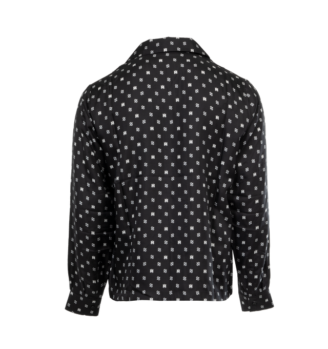 Image 2 of 3 - BLACK - AMIRI MA Paisley Shirt featuring satin finish, paisley print, all-over logo print, camp collar, long sleeves, buttoned cuffs, straight hem and front button fastening. 100% silk.  