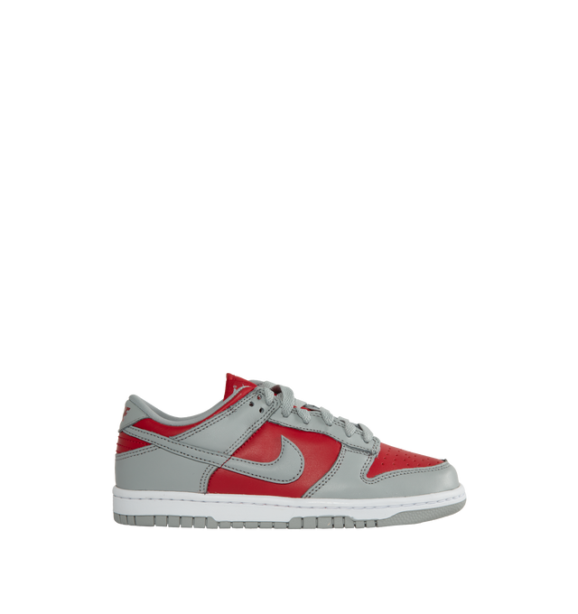 Image 1 of 5 - GREY - Nike Dunk Low "Ultraman" QS sneaker, featuring red and silver leather panels inspired by Ultraman's iconic suit, two-colour rubber cupsole ensures comfort for daily wear. Leather Upper, Rubber Outsole. 