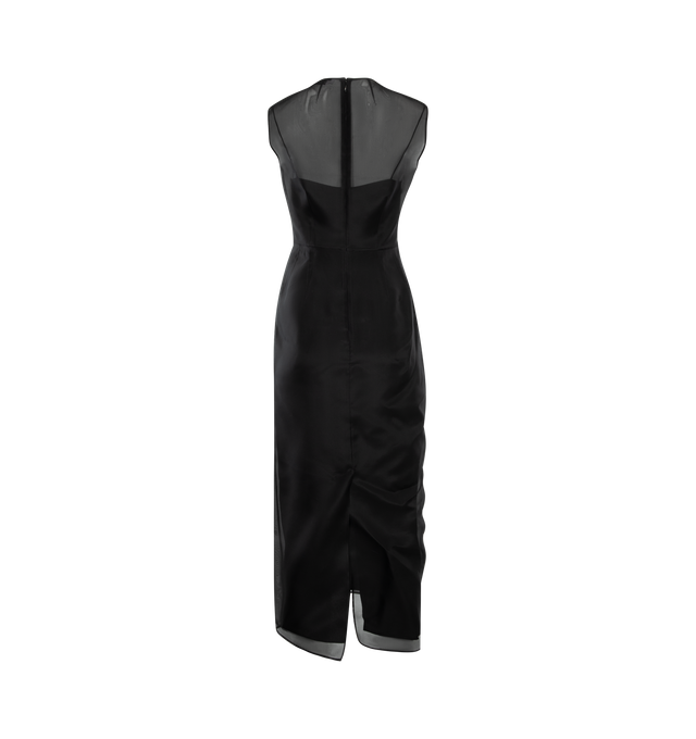 Image 2 of 2 - BLACK - GABRIELA HEARST Maslow Dress featuring sheer silk, round neckline, sleeveless, sheath silhouette, full length, center-back slit hem and invisible back zip. 100% silk. Made in Italy. 