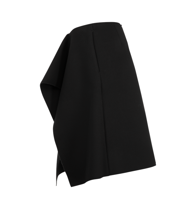 Image 3 of 3 - BLACK - Toteme Women's Sculptural Skirt is crafted from a viscose blend with a spongy texture and features a low-rise silhouette, a streamlined shape, and a high slit extending to the knee for ease of movement. Designed with side-seam pockets and a concealed back zip closure, this versatile style can be worn alone or layered over dresses, tights, or leggings. Main Material: 68% Viscose, 17% Wool, 15% Polyurethane.  