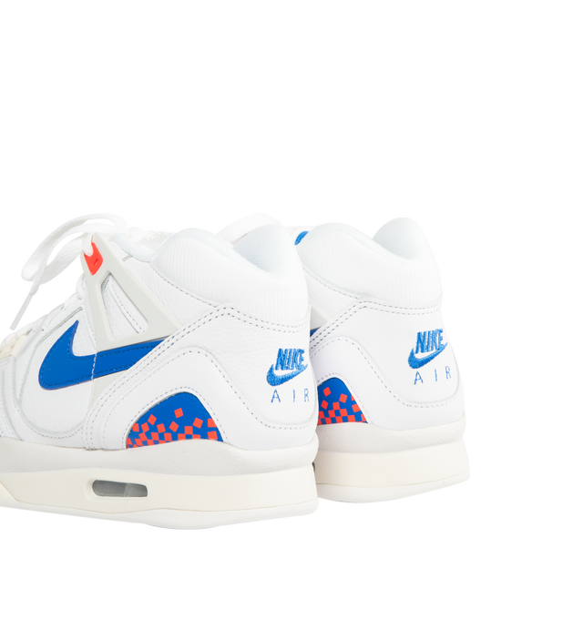 Image 3 of 5 - WHITE - NIKE Air Tech Challenge 2 Sneaker featuring lace up closure, real and synthetic leather upper, plush foam collar and visible Max Air unit. 