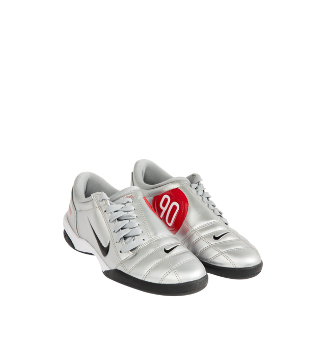 Image 2 of 5 - SILVER - NIKE Total 90 Sneaker featuring original quilted upper, asymmetrical lacing, synthetic leather upper with Total 90 logos on each side, padded collar and flat rubber outsole.  