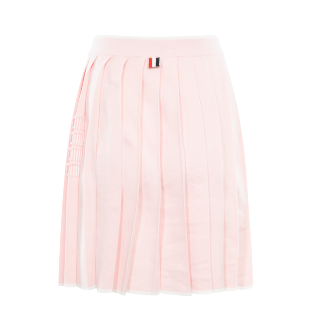 Image 2 of 2 - PINK - THOM BROWNE Pleated Miniskirt featuring ribbed waistband, pleated throughout, side stripe details and signature grosgrain loop tab. 100% cotton.  