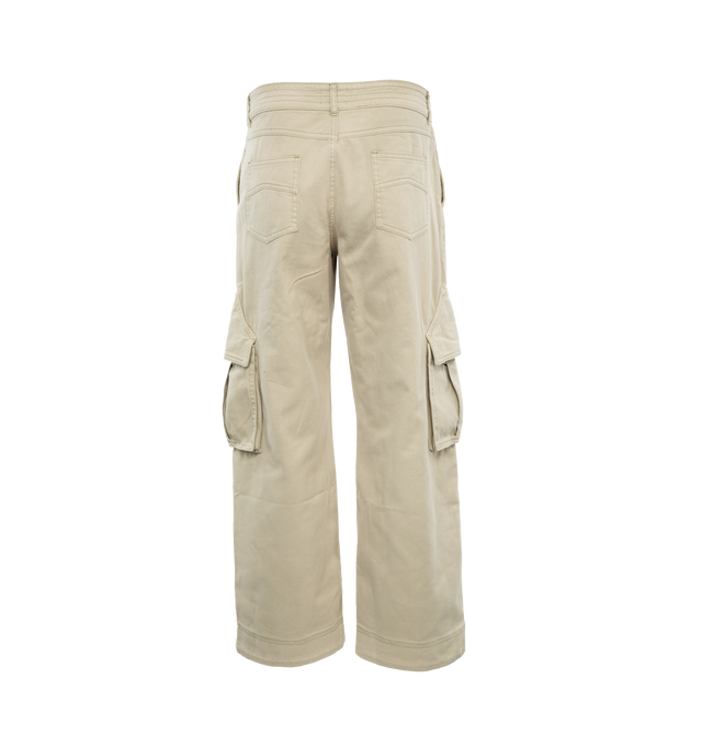 Image 2 of 4 - NEUTRAL - RHUDE Parta Spray Cargo Pants featuring flat front, side seam pockets, side flap patch pockets, back patch pockets and zip fly, hook-and-bar closure. 100% cotton. Made in USA. 