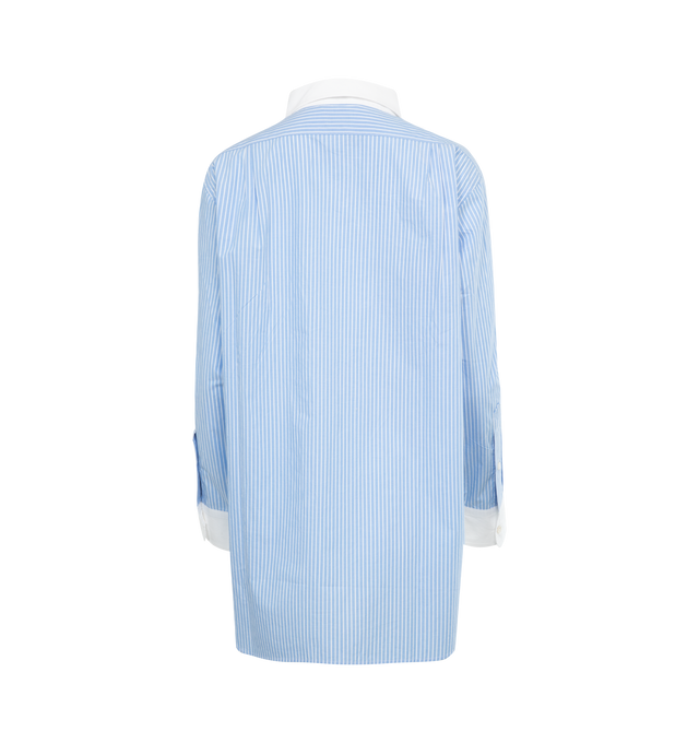 Image 2 of 2 - BLUE - BODE Signet Murray Shirt featuring contrasting white collar and cuffs, crisp cotton poplin, "Bode" monogrammed on the front pocket, six front buttons and one front pocket. 100% cotton. Made in India. 