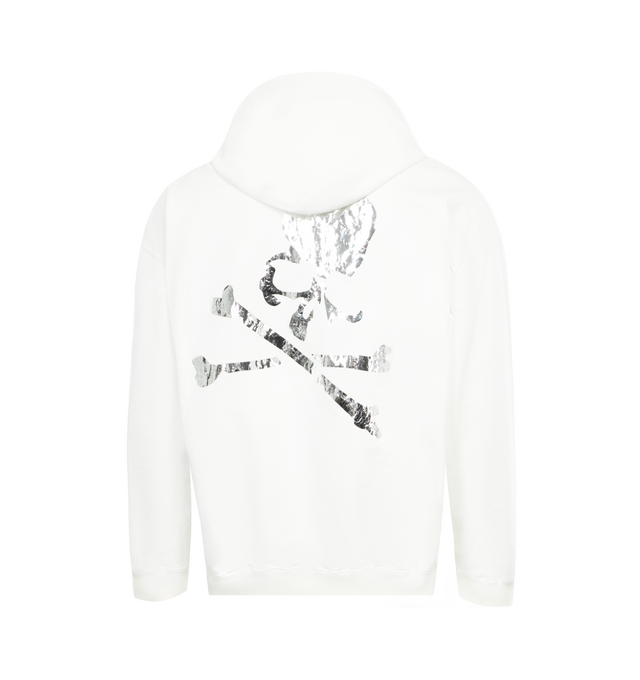Image 2 of 3 - WHITE - MASTERMIND JAPAN Logo Hoodie featuring logo print to the front, skull print to the rear, drawstring hood, drop shoulder, long sleeves, front pouch pocket and ribbed cuffs and hem. 100% cotton. 