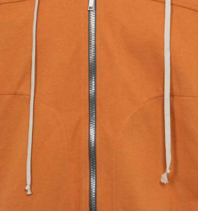 Image 3 of 3 - BROWN - RICK OWENS Windbreaker featuring hood, long-sleeved, zipper closure and adjustable drawstring neckline. 100% cotton. 