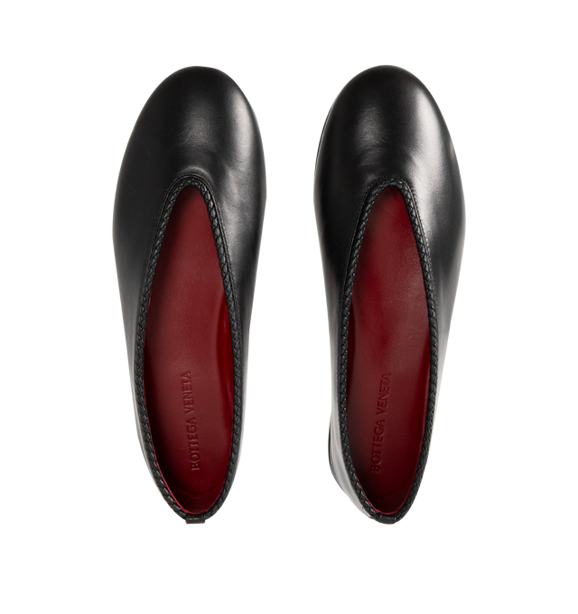 Image 4 of 4 - BLACK - BOTTEGA VENETA Rosa Ballerina in lambskin leather with supple construction, coaxial detailing and rubber-injected leather outsole. Lining: lambskin. Made in Italy.  