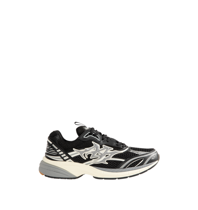 Image 1 of 5 - BLACK - Amiri Mens Ma Tech Sneakers feature a mesh and leather upper with contrast detailing and signature MA icon. Designed with a lace-up closure and durable rubber outsole inspired by technical running shoes. Upper: Leather, Polyester, and Rubber; Sole: Rubber. Made in Vietnam. 