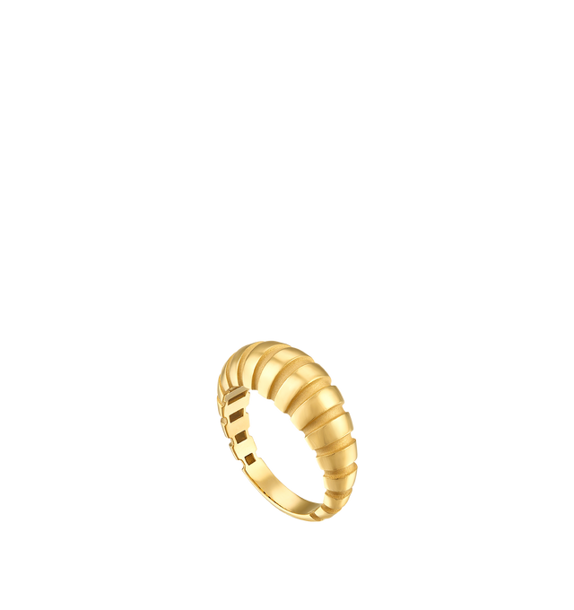 Image 2 of 3 - GOLD - Pamela Zamore Noa small domed band ring finely crafted in Rhode Island from hand-finished 18k gold.  Voluminous vintage form meets bold, modern detail in Noa. The collection name is Hebrew, meaning movement.  Hirshleifers offers a range of pieces from this collection in-store. For personal consultation and detailed information about jewelry, please contact our dedicated stylist team at personalshopping@hirshleifers.com. 