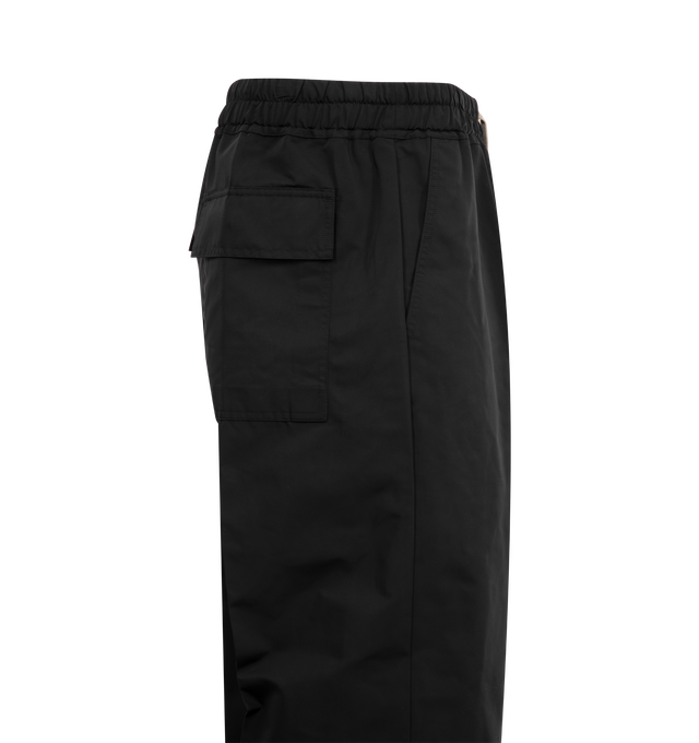 Image 3 of 3 - BLACK - Rick Owens Dietrich Drawstring Trousers featuring loose-fit, straight-leg, drawstring at elasticized waistband, four-pocket styling, button fly, creased legs and buffalo horn hardware. 100% organic cotton. Made in Italy. 