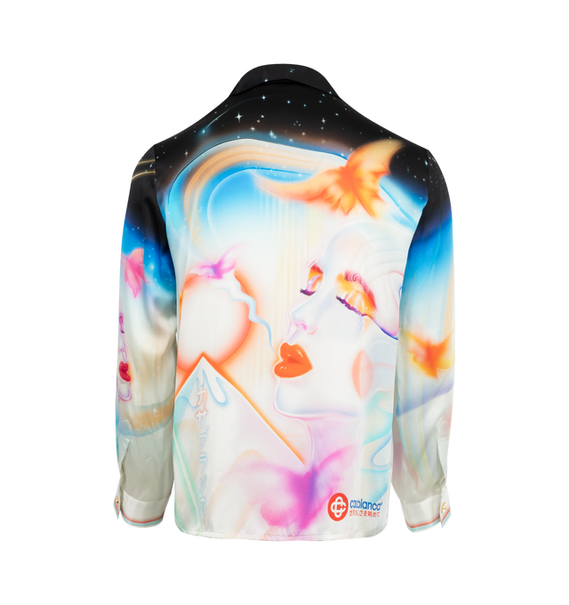 Image 2 of 2 - MULTI - CASABLANCA Long-Sleeve Silk Shirt featuring printed silk twill fabric, cuban collar, long sleeves and concealed button closure. 100% silk. Made in Italy. 