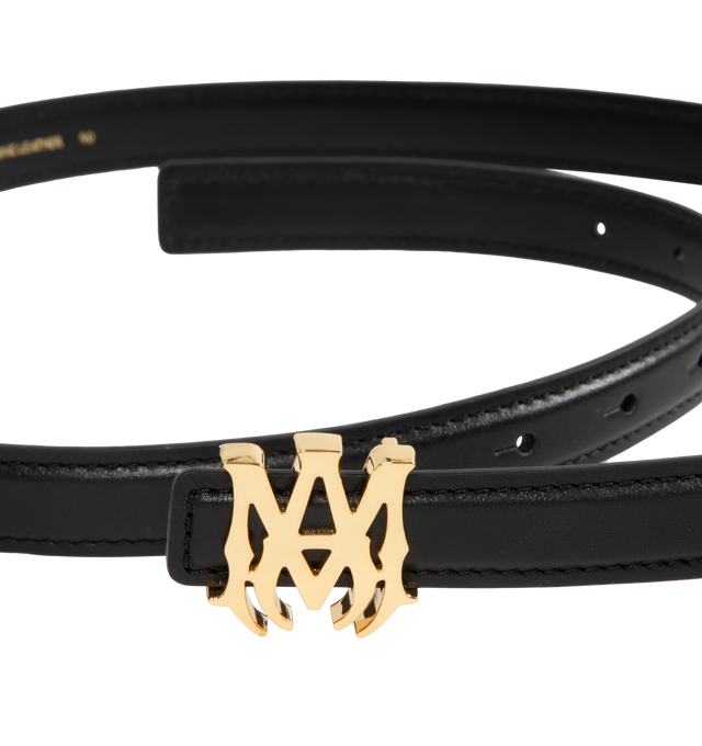 Image 2 of 2 - BLACK - AMIRI MA 2 CM Belt featuring leather construction and gold toned belt buckle.  