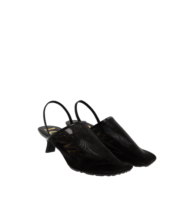 Image 2 of 4 - BLACK - LOEWE Petal Mesh Sling Back featuring elasticated strap, mesh upper and square toe. 45MM. Leather insole, rubber sole. 