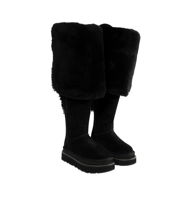 Image 2 of 4 - BLACK - UGG x sacai loafer designed for everyday wear, combines UGG's iconic premium  suede with sacai's unmistakable hybridized aesthetic. Upper is made with suede sourced from certified farms that practice regenerative agriculture upper. Midsole incorporates sugarcane EVA. Features Suede shaft, functional buckle, sugarcane EVA midsole, ibram XS Trek EvoVibram XS Trek Evo.  