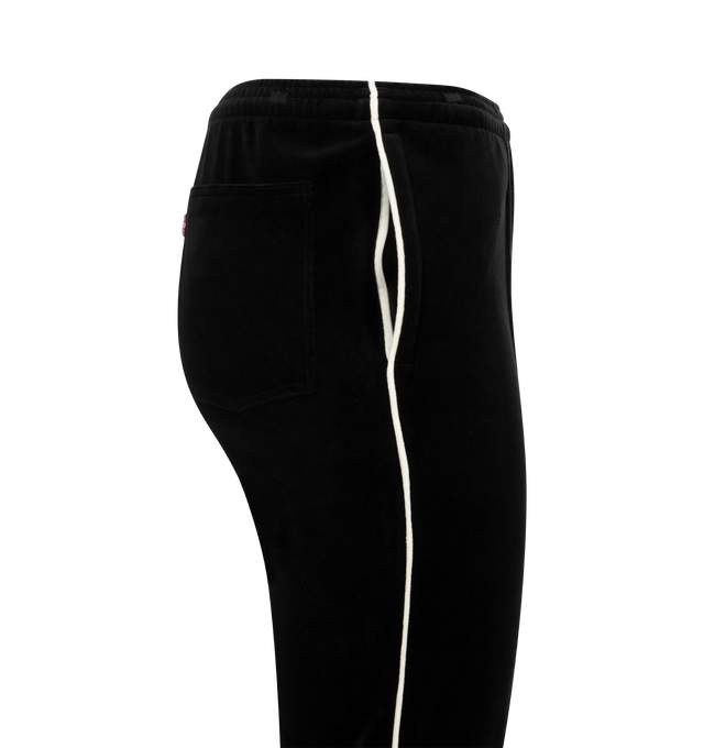 Image 3 of 3 - BLACK - SAINT MICHAEL Track Pant Velour featuring elastic waist, logo patch on leg, side slit pockets and contrast piping. 100% polyester. 