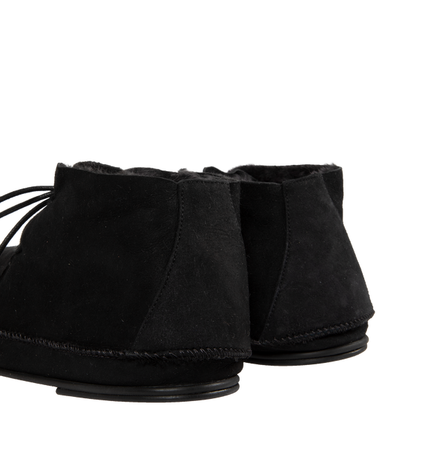 Image 3 of 4 - BLACK - THE ROW Tyler Lace Up Shoe featuring deconstructed lace-up shoe in shearling-lined suede with waxed cotton laces and rubberized sole. 100% leather. Made in Italy. 