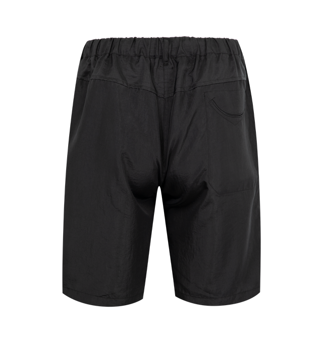 Image 2 of 3 - BLACK - POST O'ALLS E-Z Chinois De Luxe Shorts featuring elastic waist, button closure, two front pockets and one back pocket. 100% cotton. Made in Japan. 