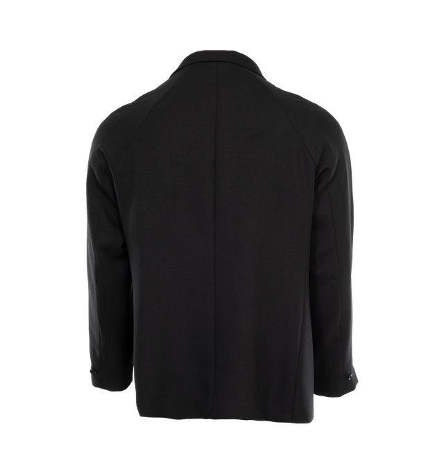Image 2 of 3 - BLACK - NEEDLES Raglan Jacket featuring chest pocket is embroidered with a papillon (butterfly). Made of polyester but textured dobby cloth material. This fabric is lightweight and has excellent breathability. 100% polyester. Made in Japan. 