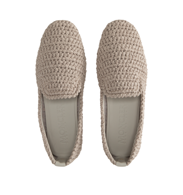 Image 4 of 4 - NEUTRAL - Moncler Weaver Leather Loafers are a slip-on style with a textured woven design. Lined. 100% polyester and lamb uppers.  