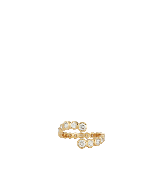 Image 1 of 2 - GOLD - Renna Women's Diamond Open Wave Ring is crafted in 18K yellow gold and features graduated brilliant white diamonds that gracefully wrap around the finger in an elegant open-wave silhouette. This designer fine jewelry ring combines exceptional craftsmanship with timeless sophistication, creating a refined statement piece that transitions effortlessly from everyday wear to special occasions. Main Material: 18K Yellow Gold. Gemstones: 0.83 TCW Diamonds (based on size 6; diamond weight var 