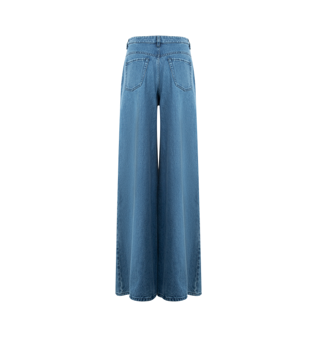 Image 2 of 3 - BLUE - GABRIELA HEARST Brenn Wide-leg Jean featuring high waist, distressed detail, button fly and closure, belt loops, full length, wide legs and dual pockets. 100% recycled cotton. Made in Italy. 