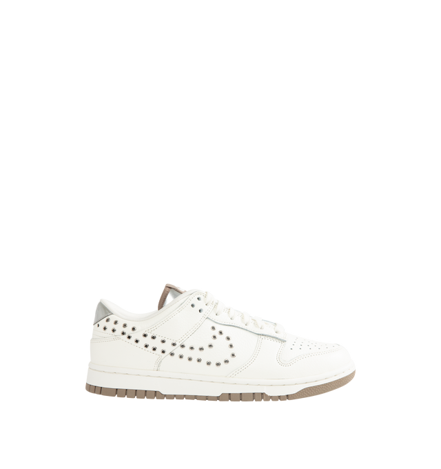 Image 1 of 5 - WHITE - Nike Dunk Low Sneaker featuring genuine leather upper, foam midsole, rubber outsole with classic pivot circles, padded collar and rubber outsole. Imported 