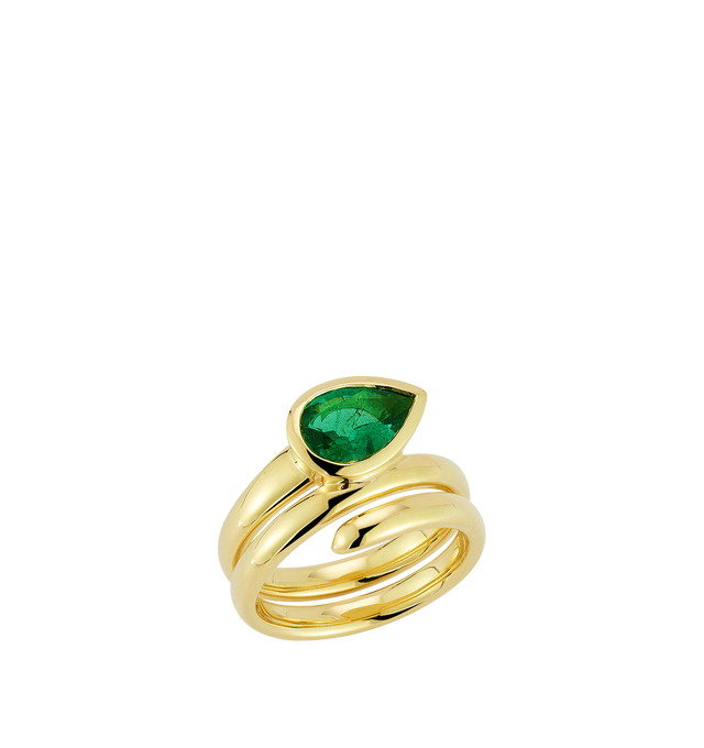 Image 3 of 3 - GOLD - JEMMA WYNNE Prive Emerald Pear Coil Ring featuring 18k Yellow Gold and Emerald - 1.3cts. Hirshleifers offers a range of pieces from this collection in-store. For personal consultation and detailed information about jewelry, please contact our dedicated stylist team at personalshopping@hirshleifers.com.This item may be restricted for online purchase to international clients.  For assistance purchasing this item please contact our dedicated stylist team at personalshopping@hirshleifers.c 