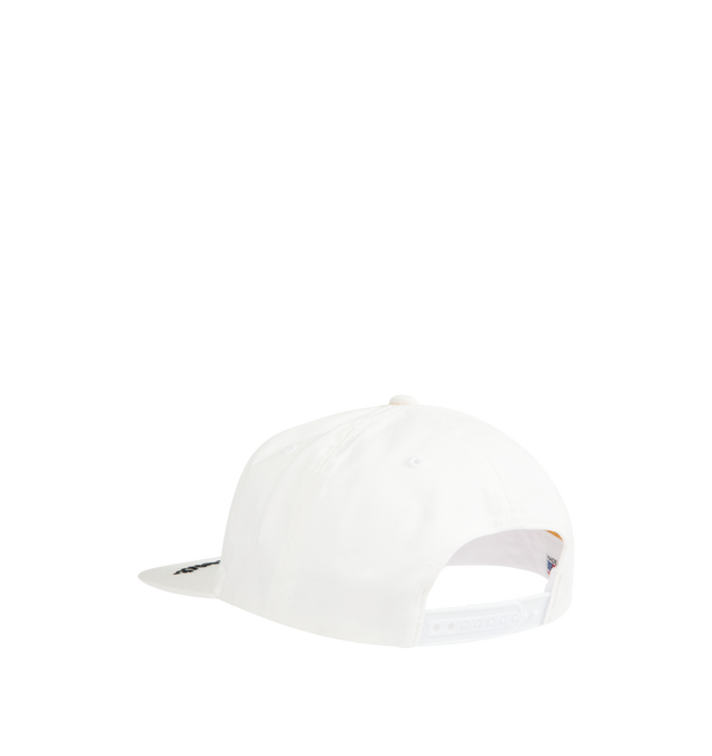 Image 2 of 2 - WHITE - GALLERY DEPT. The Aesthetic of Indifference Cap featuring classic 6-panel dad hat, flat bill with adjustable snap closure, embroidered 'Aesthetic of Indifference' typography and GD ENGLISH logotype. 100% cotton. Made in USA. 