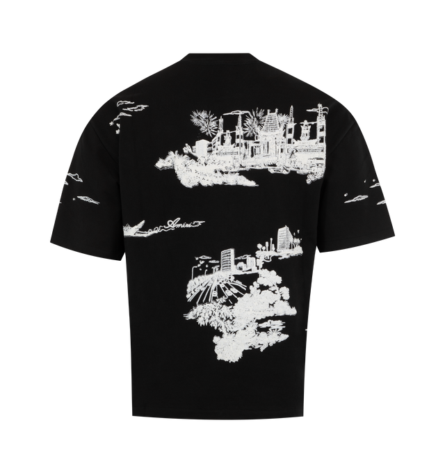 Image 2 of 2 - BLACK - AMIRI LA Landmark Oversized T-Shirt featuring graphic print throughout, crew neckline, short sleeves, oversized fit and pullover style. 100% cotton. 