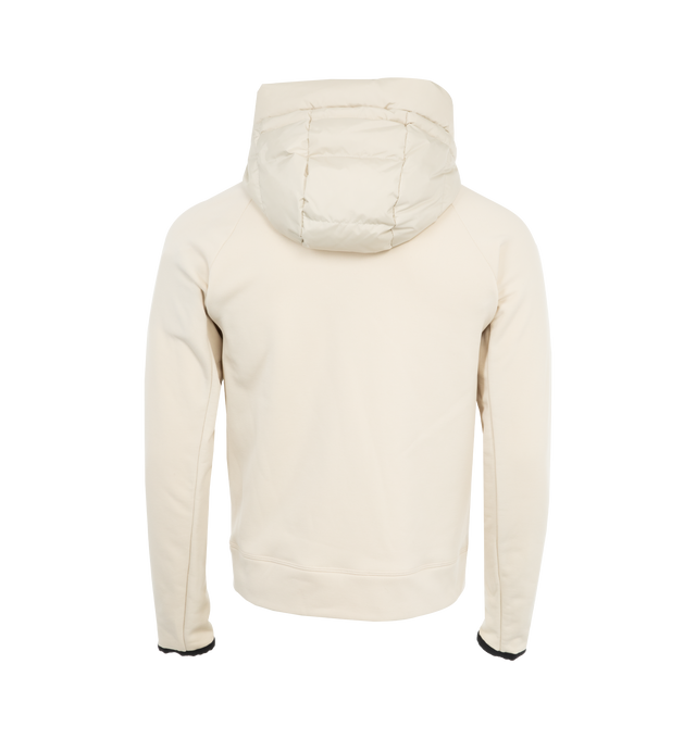 Image 2 of 4 - WHITE - MONCLER GRENOBLE Zip Up Cardigan featuring padded front, hood with drawcord, zip front closure and long sleeves with thumb hole.  