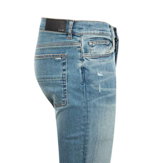 Image 3 of 3 - BLUE - AMIRI Stack Jeans are a 5-pocket style with a button fly. Cotton and elastane. Made in USA. 