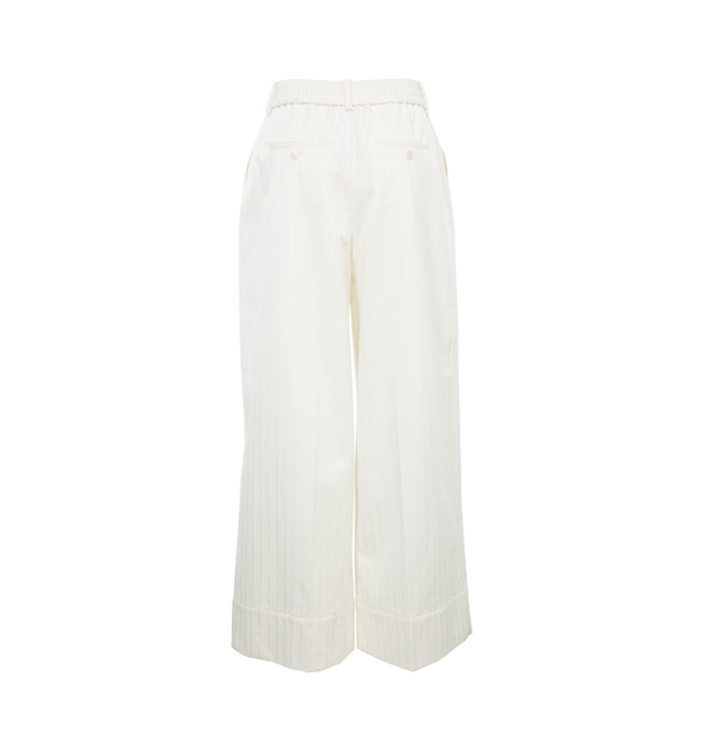 Image 2 of 4 - WHITE - CHRISTOPHER JOHN ROGERS Petunia Elastic Waist Wide-Leg Trousers featuring elastic waistband, button closure, full length, high rise, wide legs, side slip pockets and back buttoned pockets. 100% viscose. 