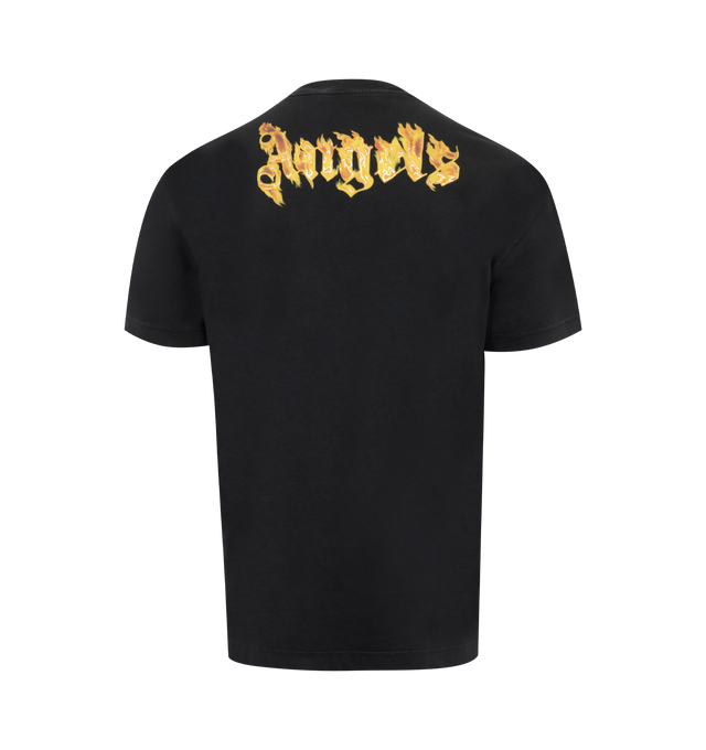 Image 2 of 2 - BLACK - PALM ANGELS Burning Logo T-shirt featuring crewneck, short sleeves, printed logo on front and back. 100% cotton. 