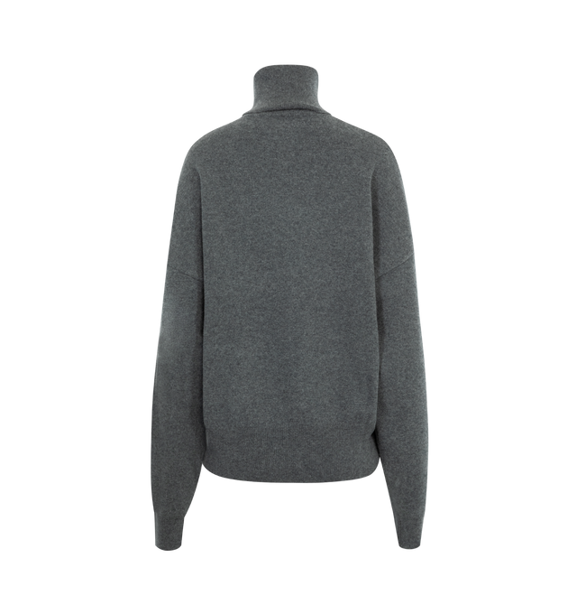 Image 2 of 2 - GREY - EXTREME CASHMERE Jill Sweater featuring classic cashmere turtleneck sweater with dropped shoulders, an extra-long roll neck and sleeves. 88% cashmere, 10% nylon, 2% spandex. 