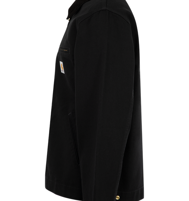 Image 3 of 3 - BLACK - CARHARTT Detroit Jacket featuring heavyweight 12 oz organic cotton canvas, zip closure, zip pocket and logo patch at chest, welt pockets at front, adjustable press-stud barrel cuffs, adjustable press-stud tabs at back hem and unlined. 100% organic cotton.  