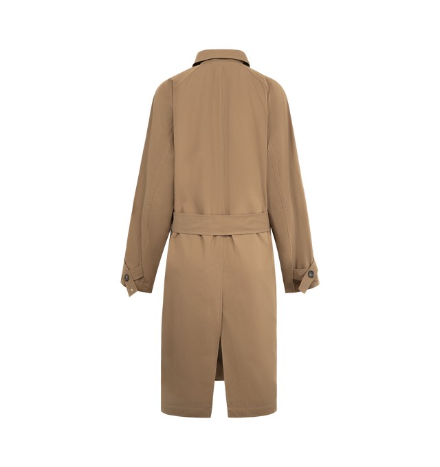Image 2 of 3 - BROWN - TOTEME Light Spring Trench featuring oversized fit, light cotton, button front, detachable belt, adjustable wrist tabs and welt pockets. 100% cotton organic. 