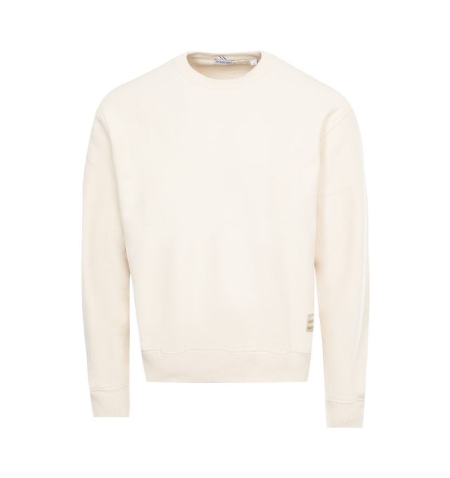 WHITE - BURBERRY Cotton Sweatshirt featuring crew-neck, cotton jersey, oversized fit, appliqud Equestrian Knight Design and rib-knit trims. 100% cotton.