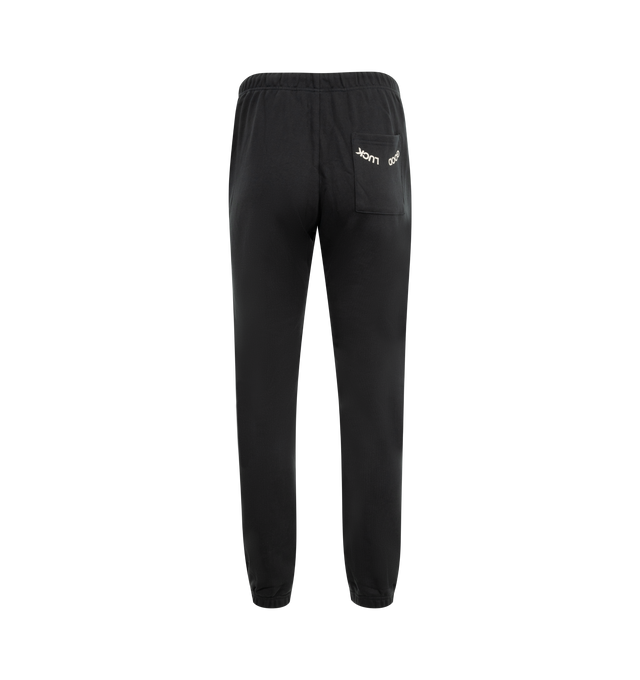 Image 2 of 3 - BLACK - Mr. Saturday Core Sweatpants have an elastic drawstring waist, rear patch pocket, and screen-printed graphics. Cotton jersey.  