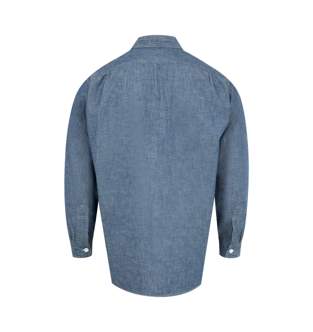 Image 2 of 2 - BLUE - POST O'ALLS No. 1 Shirt MV featuring button front closure, button cuffs, classic collar and chest patch pocket. 100% cotton. Made in Japan. 