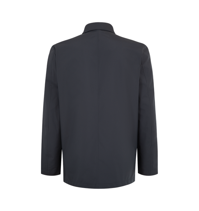 Image 2 of 5 - BLUE - MONCLER Brecon Mid-Length 3-in-1 Down Shirt Jacket featuring Airsoft lining, water-repellent main fabric, detachable down-filled double Airsoft vest with zipper closure, zipped pockets and leather-trimmed chest pocket, collar, detachable hood, snap button closure, side pockets, inside fabric description label and leather logo label 100% polyester. 